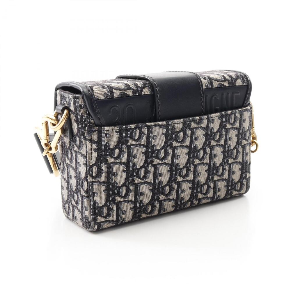 Dior Montaigne Oblique Shoulder Bag Canvas Leather Navy Blue Beige - Picture 2 of 8